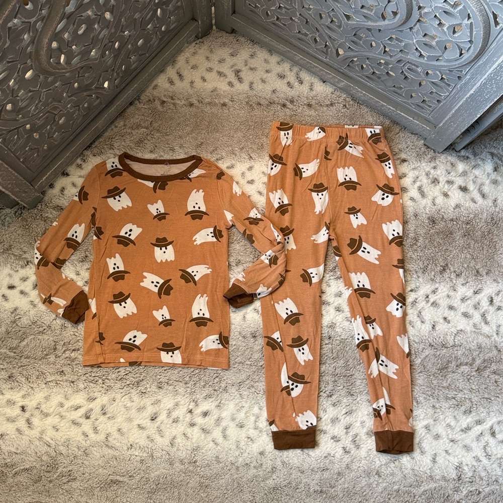 MilkBerry matching set boys 3T Cowboy ghost bamboo pajamas comfy loungewear